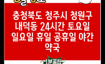 충청북도 청주시 청원구 내덕동 24시간 토요일 일요일 휴일 공휴일 야간 약국