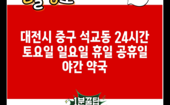 대전시 중구 석교동 24시간 토요일 일요일 휴일 공휴일 야간 약국