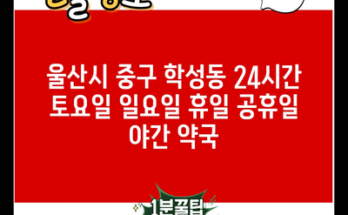 울산시 중구 학성동 24시간 토요일 일요일 휴일 공휴일 야간 약국