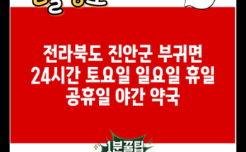 전라북도 진안군 부귀면 24시간 토요일 일요일 휴일 공휴일 야간 약국