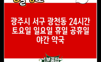 광주시 서구 광천동 24시간 토요일 일요일 휴일 공휴일 야간 약국