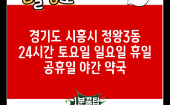 경기도 시흥시 정왕3동 24시간 토요일 일요일 휴일 공휴일 야간 약국