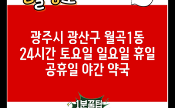 광주시 광산구 월곡1동 24시간 토요일 일요일 휴일 공휴일 야간 약국