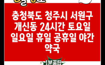 충청북도 청주시 서원구 개신동 24시간 토요일 일요일 휴일 공휴일 야간 약국