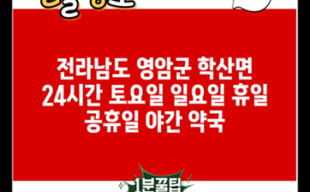 전라남도 영암군 학산면 24시간 토요일 일요일 휴일 공휴일 야간 약국