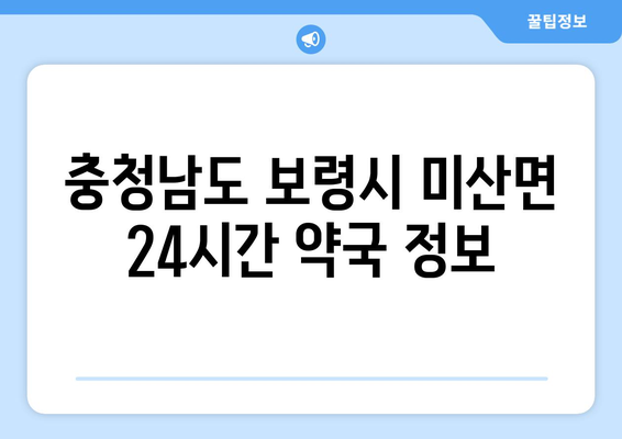 충청남도 보령시 미산면 24시간 토요일 일요일 휴일 공휴일 야간 약국