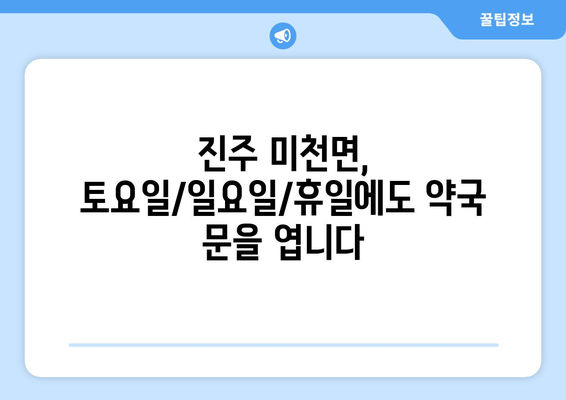 경상남도 진주시 미천면 24시간 토요일 일요일 휴일 공휴일 야간 약국