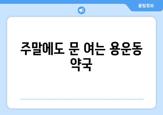 대전시 동구 용운동 24시간 토요일 일요일 휴일 공휴일 야간 약국