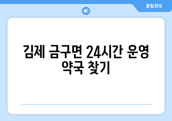 전라북도 김제시 금구면 24시간 토요일 일요일 휴일 공휴일 야간 약국