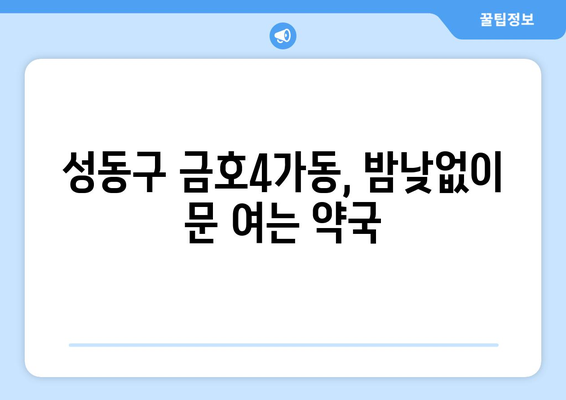 서울시 성동구 금호4가동 24시간 토요일 일요일 휴일 공휴일 야간 약국