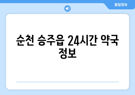 전라남도 순천시 승주읍 24시간 토요일 일요일 휴일 공휴일 야간 약국