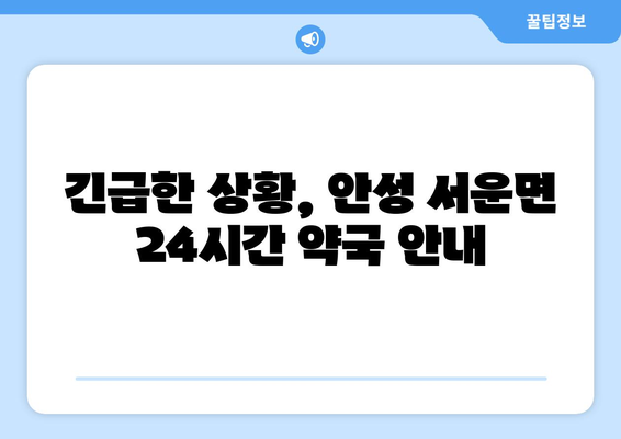 경기도 안성시 서운면 24시간 토요일 일요일 휴일 공휴일 야간 약국