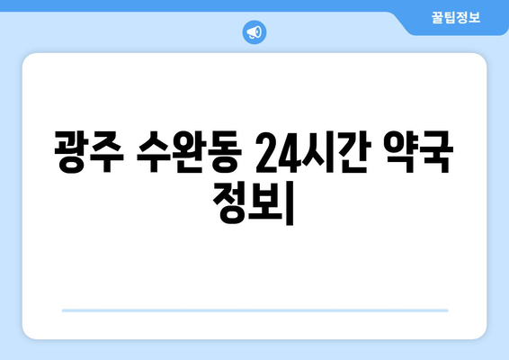 광주시 광산구 수완동 24시간 토요일 일요일 휴일 공휴일 야간 약국