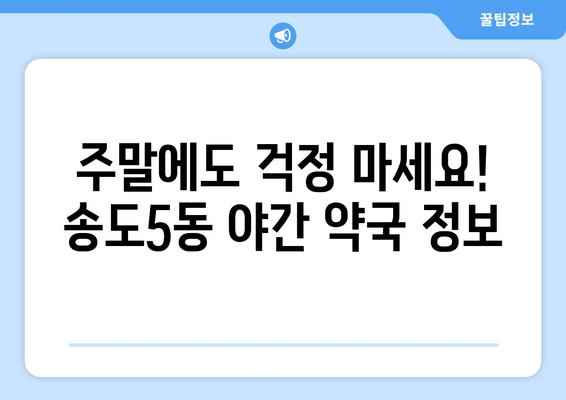 인천시 연수구 송도5동 24시간 토요일 일요일 휴일 공휴일 야간 약국