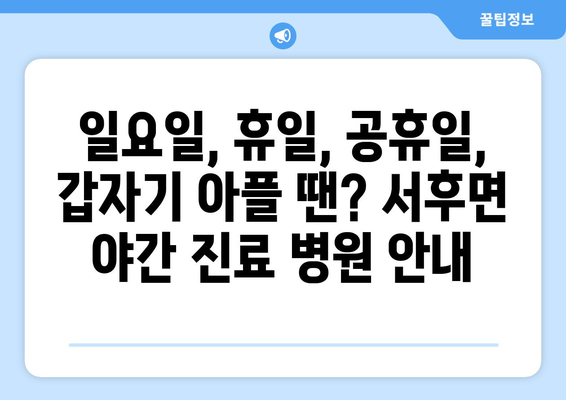 경상북도 안동시 서후면 일요일 휴일 공휴일 야간 진료병원 리스트