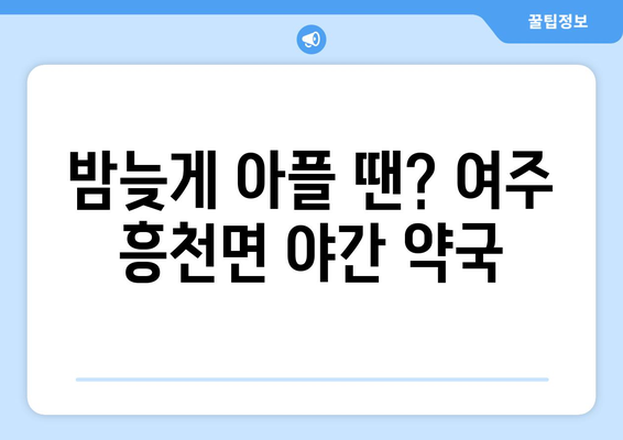 경기도 여주시 흥천면 24시간 토요일 일요일 휴일 공휴일 야간 약국