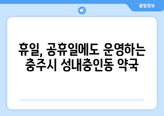 충청북도 충주시 성내충인동 24시간 토요일 일요일 휴일 공휴일 야간 약국