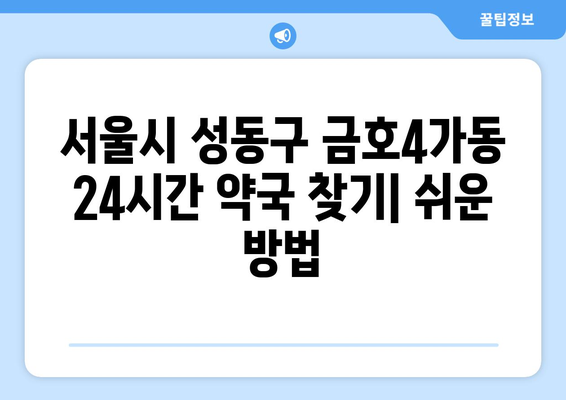 서울시 성동구 금호4가동 24시간 토요일 일요일 휴일 공휴일 야간 약국