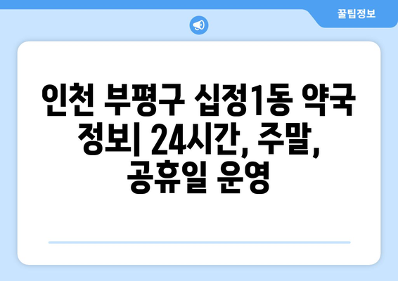 인천시 부평구 십정1동 24시간 토요일 일요일 휴일 공휴일 야간 약국