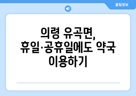 경상남도 의령군 유곡면 24시간 토요일 일요일 휴일 공휴일 야간 약국