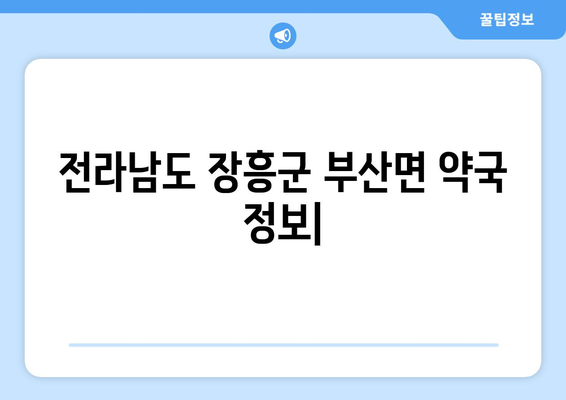 전라남도 장흥군 부산면 24시간 토요일 일요일 휴일 공휴일 야간 약국