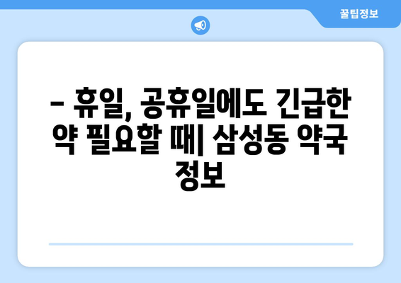 서울시 강남구 삼성1동 24시간 토요일 일요일 휴일 공휴일 야간 약국