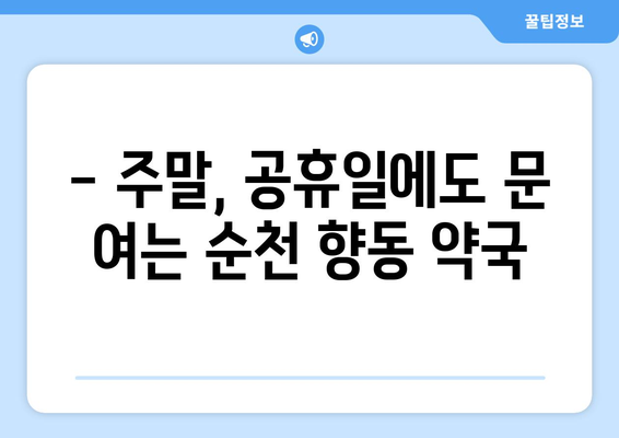 전라남도 순천시 향동 24시간 토요일 일요일 휴일 공휴일 야간 약국