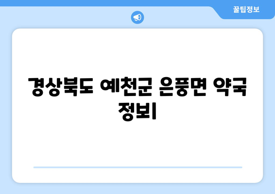 경상북도 예천군 은풍면 24시간 토요일 일요일 휴일 공휴일 야간 약국