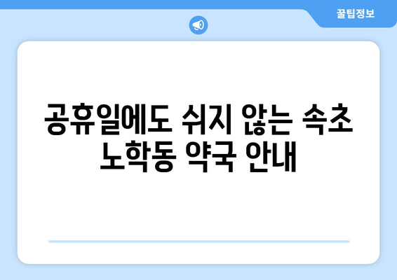 강원도 속초시 노학동 24시간 토요일 일요일 휴일 공휴일 야간 약국