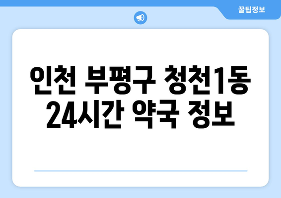 인천시 부평구 청천1동 24시간 토요일 일요일 휴일 공휴일 야간 약국