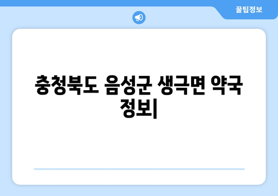 충청북도 음성군 생극면 24시간 토요일 일요일 휴일 공휴일 야간 약국