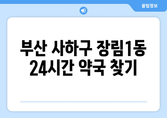 부산시 사하구 장림1동 24시간 토요일 일요일 휴일 공휴일 야간 약국