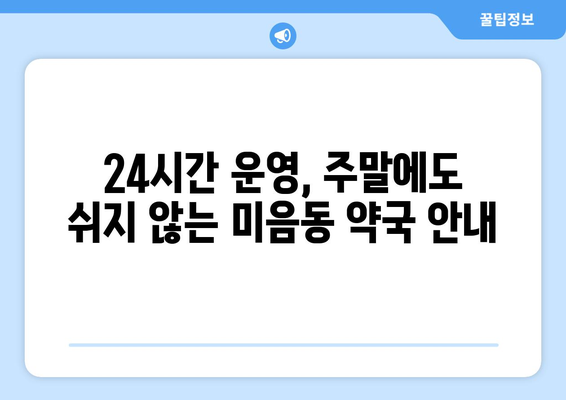 부산시 강서구 미음동 24시간 토요일 일요일 휴일 공휴일 야간 약국