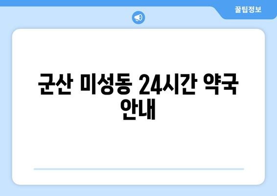 전라북도 군산시 미성동 24시간 토요일 일요일 휴일 공휴일 야간 약국