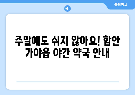 경상남도 함안군 가야읍 24시간 토요일 일요일 휴일 공휴일 야간 약국