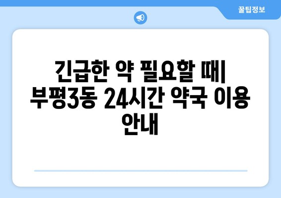 인천시 부평구 부평3동 24시간 토요일 일요일 휴일 공휴일 야간 약국