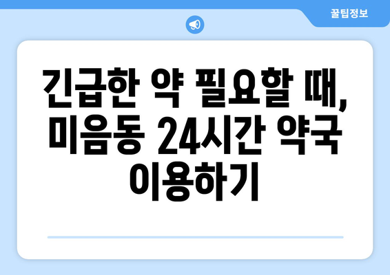 부산시 강서구 미음동 24시간 토요일 일요일 휴일 공휴일 야간 약국