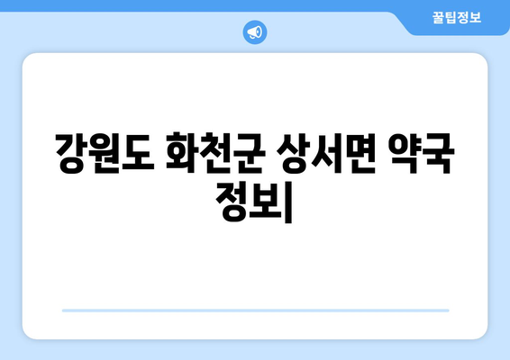 강원도 화천군 상서면 24시간 토요일 일요일 휴일 공휴일 야간 약국