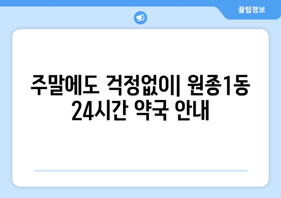 경기도 부천시 원종1동 24시간 토요일 일요일 휴일 공휴일 야간 약국