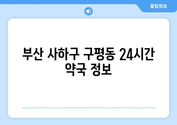 부산시 사하구 구평동 24시간 토요일 일요일 휴일 공휴일 야간 약국