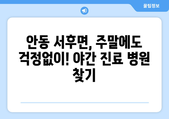 경상북도 안동시 서후면 일요일 휴일 공휴일 야간 진료병원 리스트