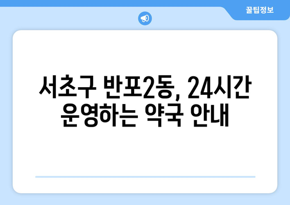 서울시 서초구 반포2동 24시간 토요일 일요일 휴일 공휴일 야간 약국