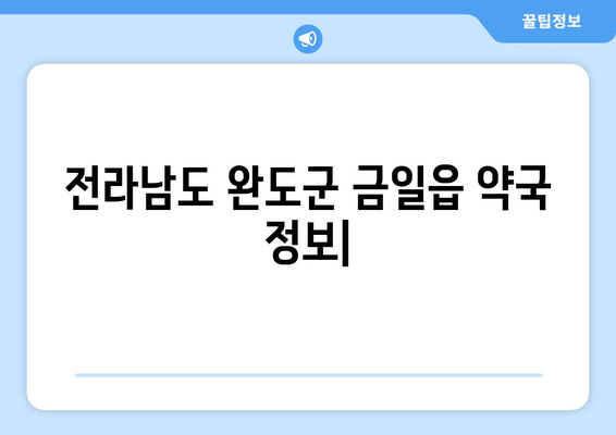 전라남도 완도군 금일읍 24시간 토요일 일요일 휴일 공휴일 야간 약국