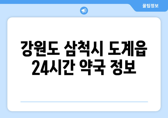 강원도 삼척시 도계읍 24시간 토요일 일요일 휴일 공휴일 야간 약국