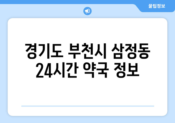 경기도 부천시 삼정동 24시간 토요일 일요일 휴일 공휴일 야간 약국