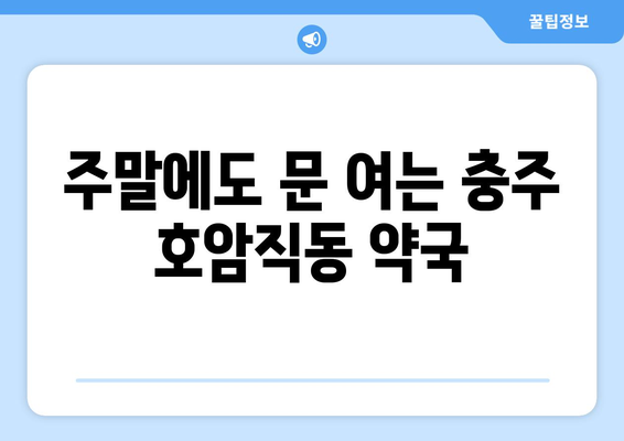 충청북도 충주시 호암직동 24시간 토요일 일요일 휴일 공휴일 야간 약국