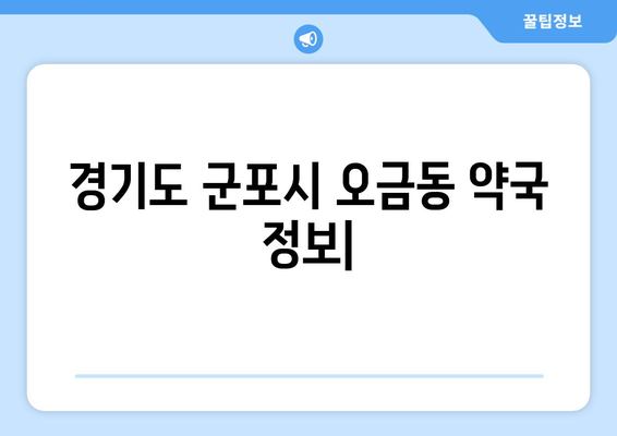 경기도 군포시 오금동 24시간 토요일 일요일 휴일 공휴일 야간 약국