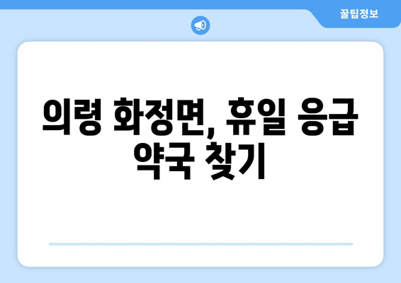 경상남도 의령군 화정면 24시간 토요일 일요일 휴일 공휴일 야간 약국