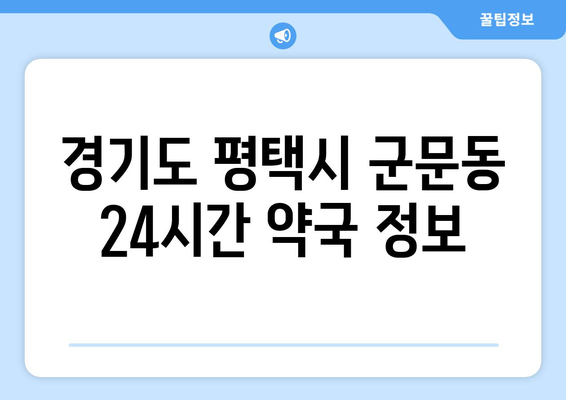 경기도 평택시 군문동 24시간 토요일 일요일 휴일 공휴일 야간 약국