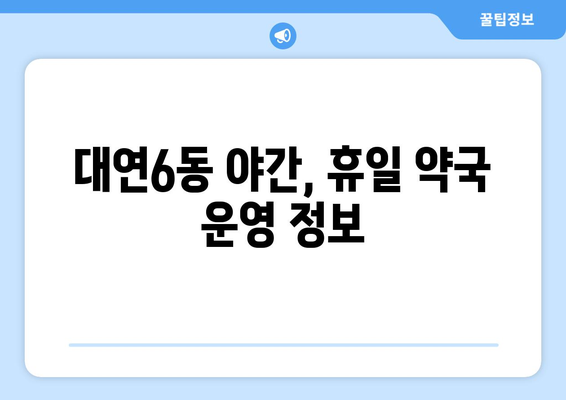 부산시 남구 대연6동 24시간 토요일 일요일 휴일 공휴일 야간 약국